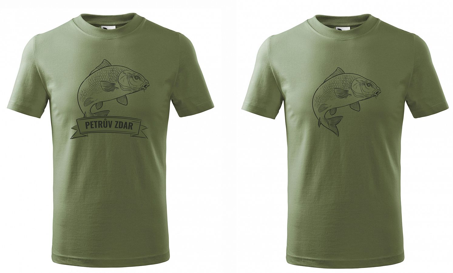 Dětské myslivecké tričko 138 PXT CREATIVE s rybou khaki